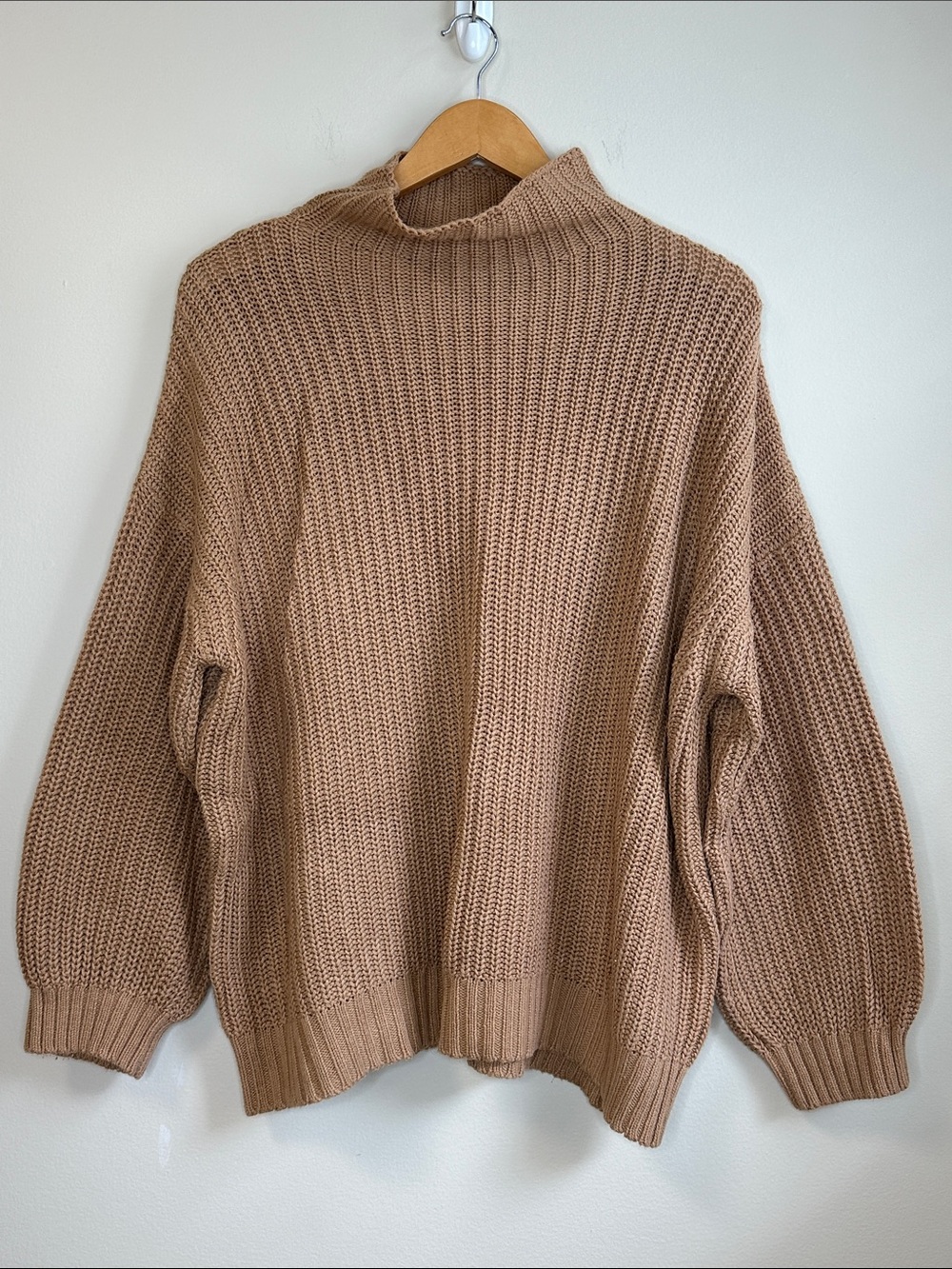 American Eagle Outfitters Ribbed Mock Neck Sweater - Camel Brown